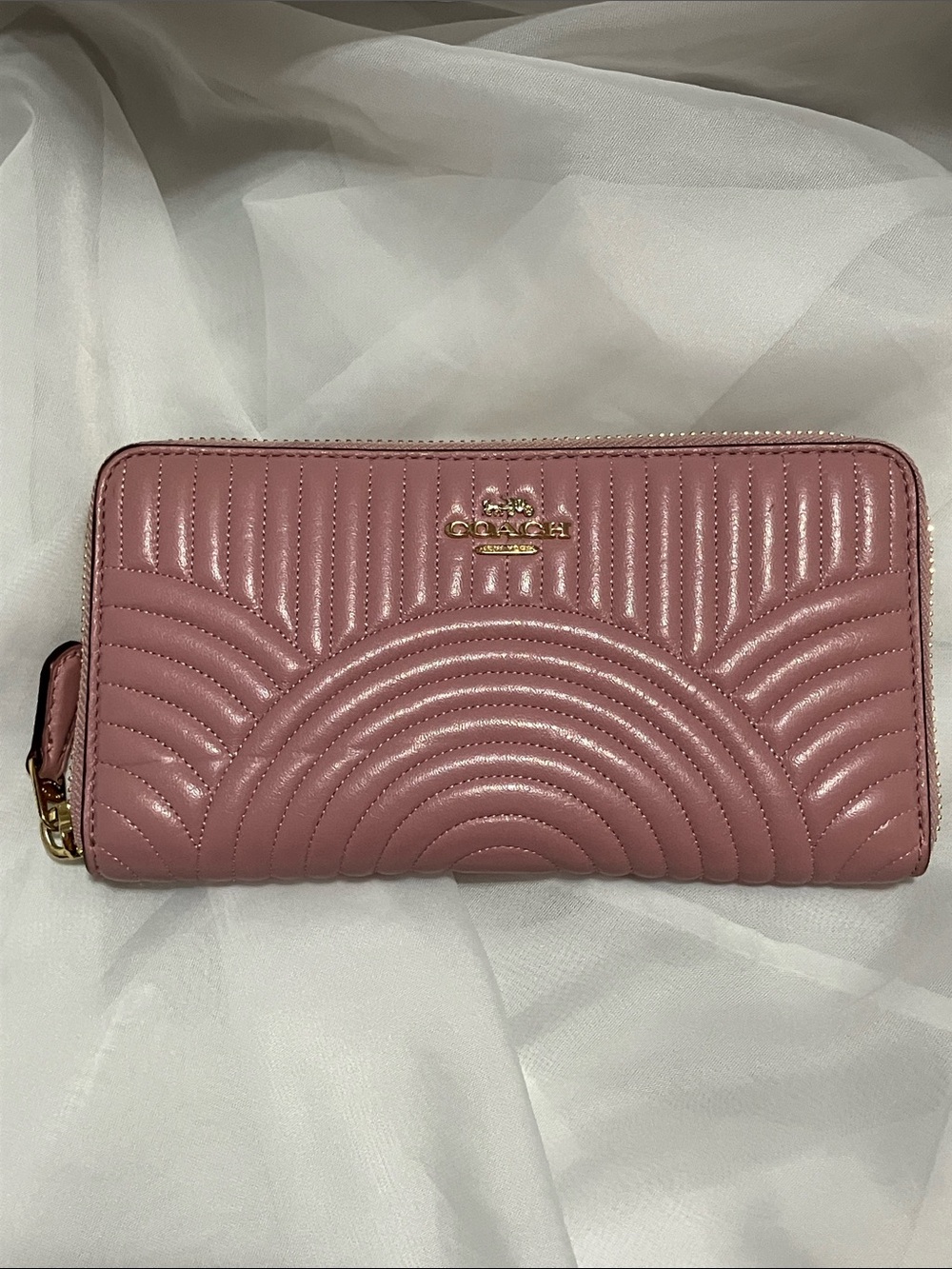 Quilted Pink Nappa Accordion Wallet